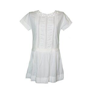 Kate Spade New York Womens White Pleated Drop Waist Casual Shift Dress Size 0